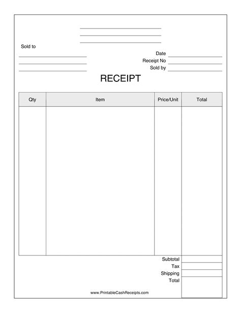 Business Receipt Template 1