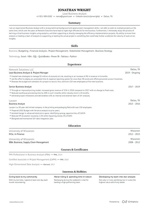 Business Resume Template Example 3