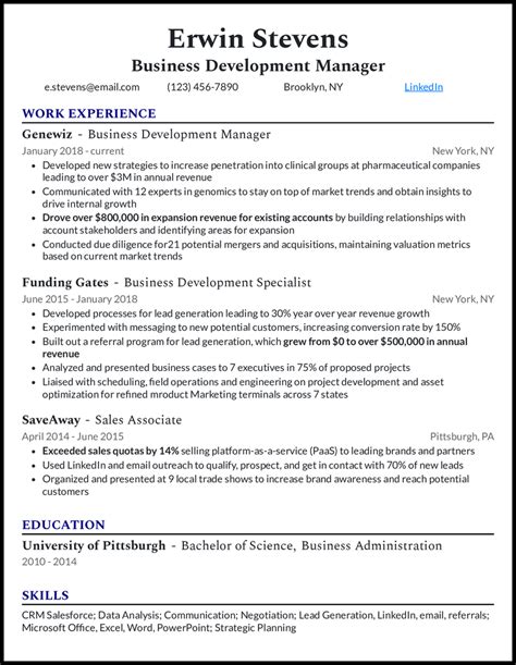 Business Resume Template Example 8