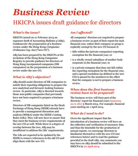 Business Review Template Word