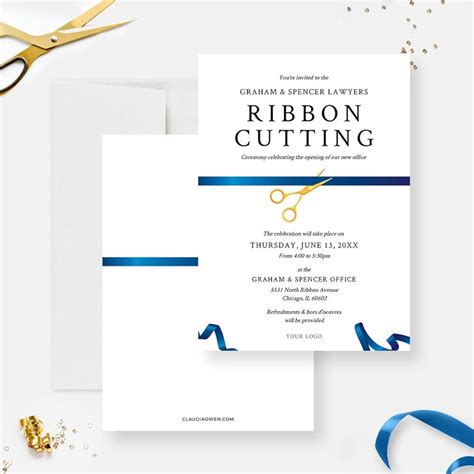 Business ribbon cutting invitation template