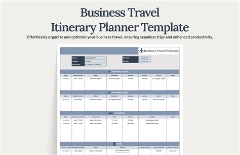 Business Travel Planner Template Excel