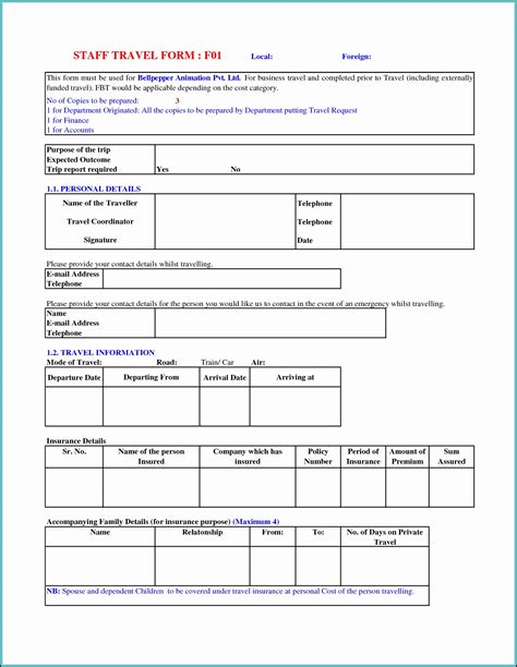 Business Travel Request Form Template in Excel