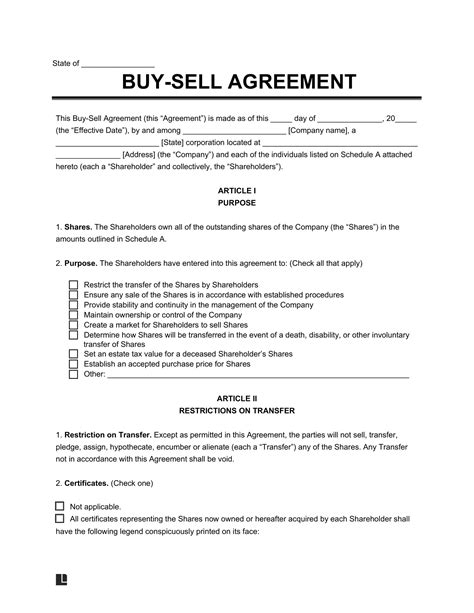 Buy-Sell Agreement Template 10