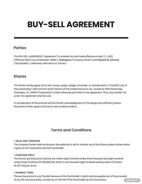 Buy-Sell Agreement Template 5