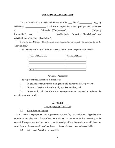 Buy-Sell Agreement Template 6