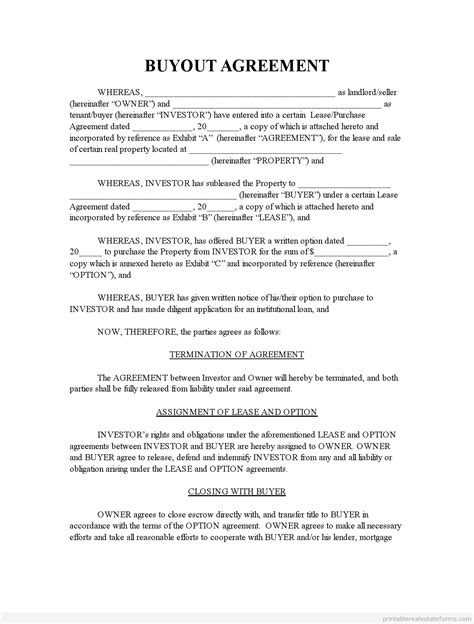 Buyout Agreement Template for LLC Owners