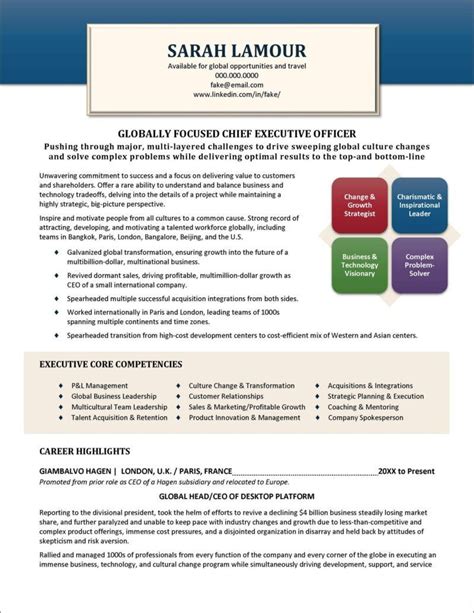 C-Level Resume Template Example