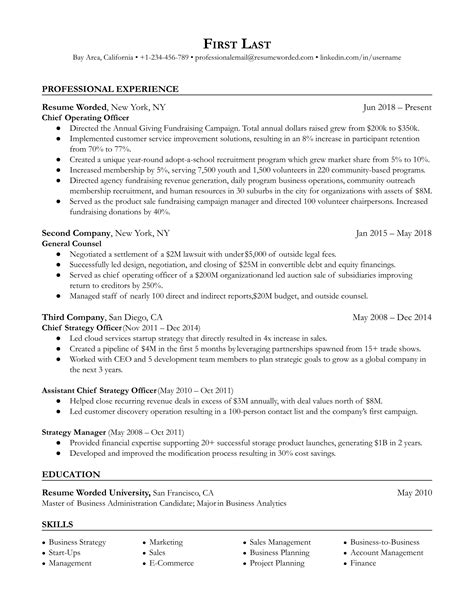 C-Level Resume Template Style