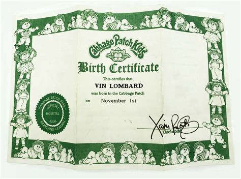 Cabbage Patch Birth Certificate Template 7