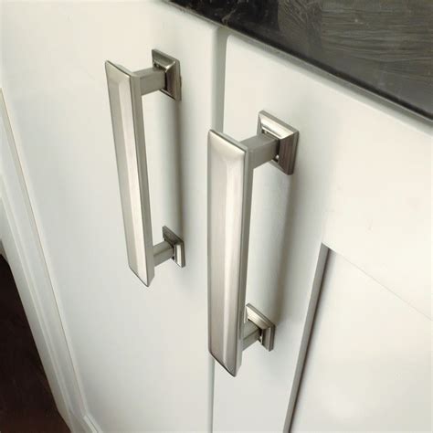 Brushed nickel cabinet handles