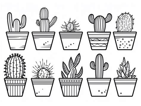 Cactus garden coloring page