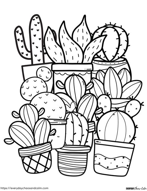 Cactus with flowers coloring page