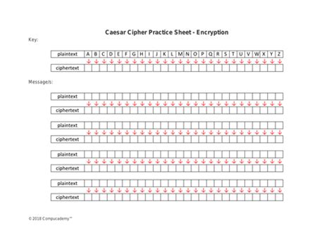 Caesar Cipher Worksheet for Kids