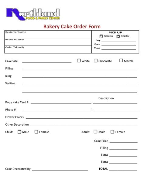 A downloadable cake order form template