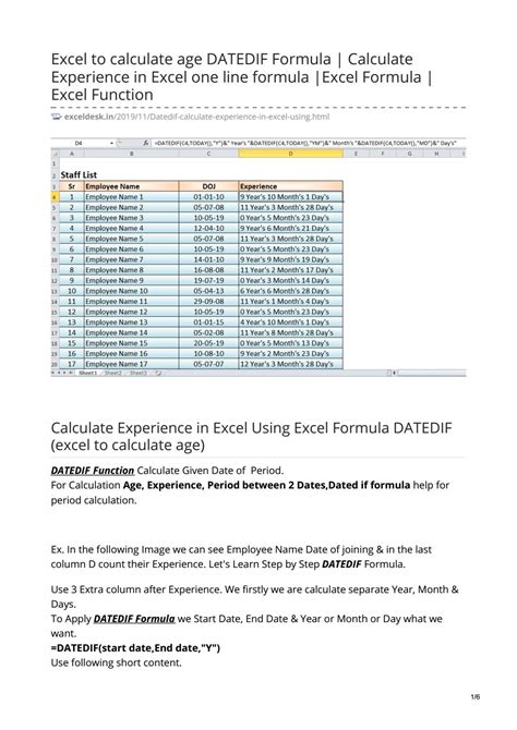 Calculating Age in Excel using DATEDIF Function