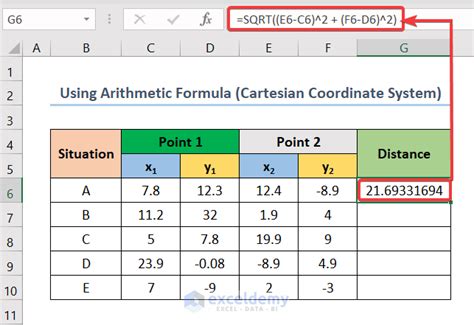 Calculate Distance in Excel