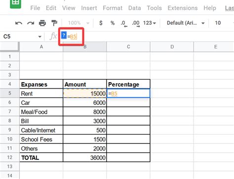 Calculate Percentage in Google Sheets