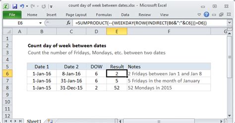 Calculate weeks between dates in Excel using DATEDIF function