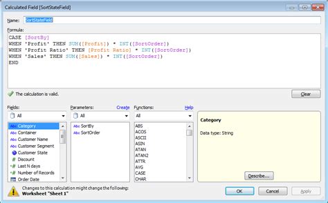 Sorting on Calculated Fields