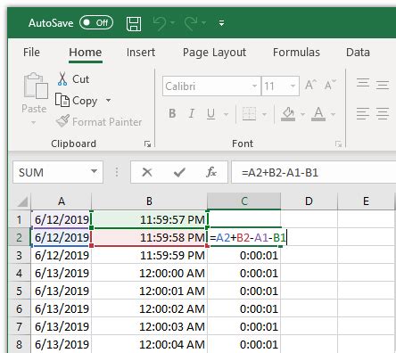 Calculating Date Differences in Excel