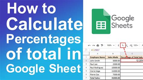 Calculating Percentages of Totals in Google Sheets