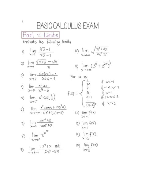 Calculus Practice Exams