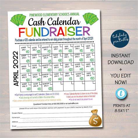 Calendar Donation Fundraiser Template Design