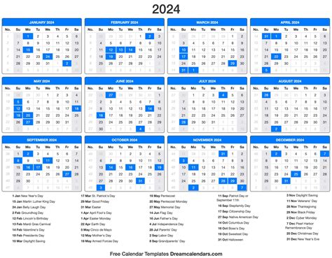 2024 calendar with holidays