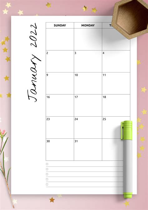 Free Printable Calendar Notes