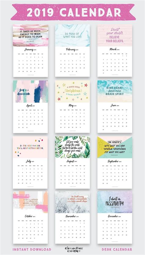 Calendar Printables with Quotes