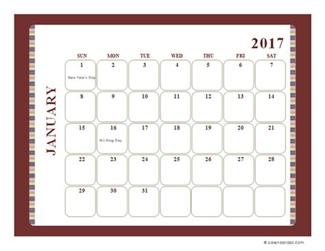 Free 11x17 Printable Calendar Templates