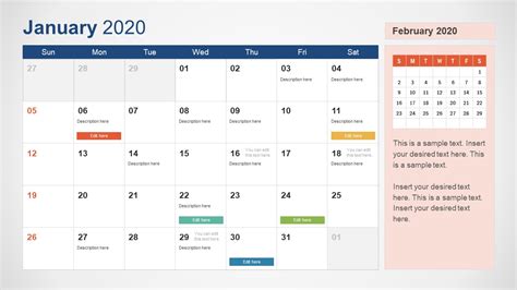 Calendar Template Design for PowerPoint