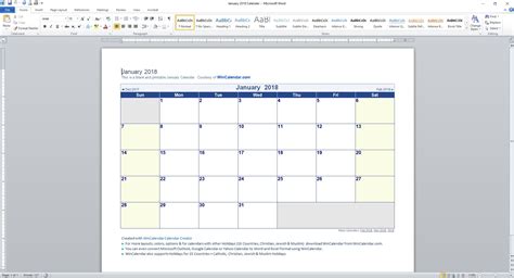 Calendar Template Designs Word