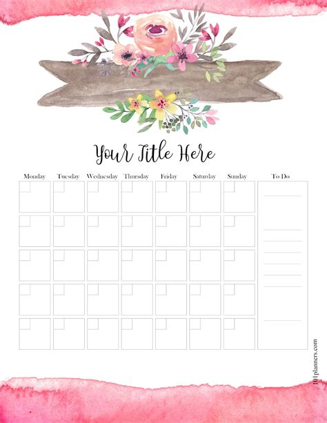 Sample calendar templates