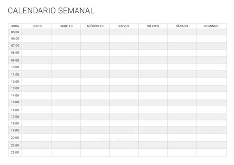 Calendario que muestra las horas en A.M y P.M