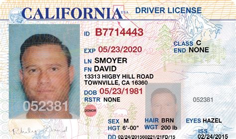 California Drivers License ID Template