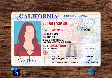 California Drivers License Template