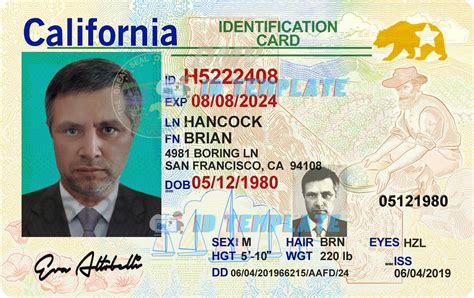 California ID Template 3