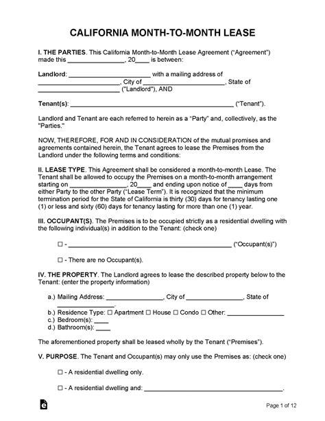 California Lease Agreement Word