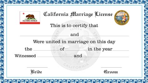 California marriage license template