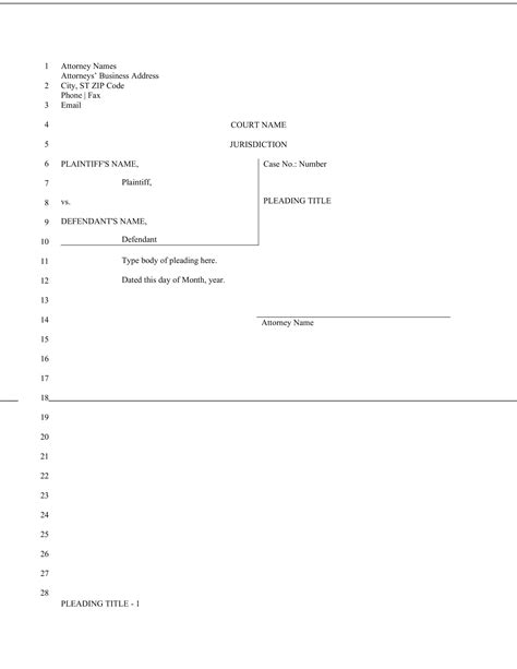 California Pleading Paper Template Grid