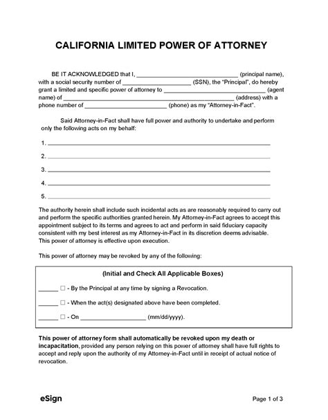 California Power of Attorney Form Download