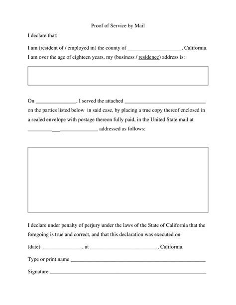 California Proof of Service Template