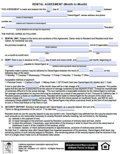 California Rental Agreement Forms