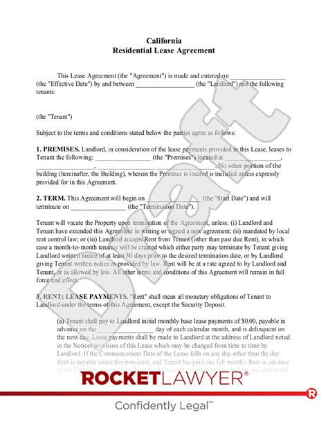 Rocket Lawyer's California Rental Agreement Template