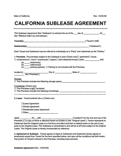 California Sublease Template