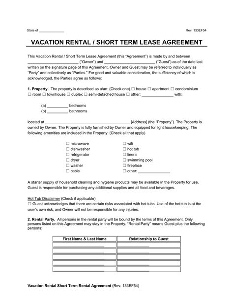 California Vacation Rental Agreement