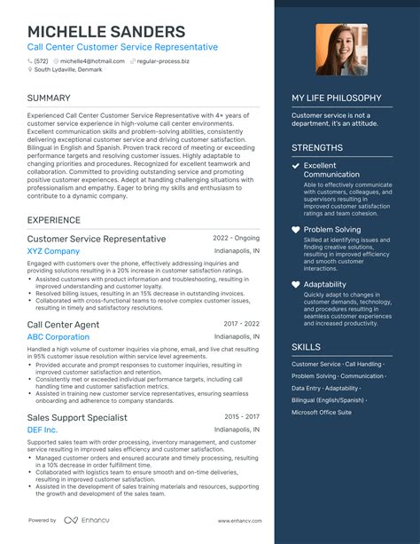 Call Center Customer Service Resume