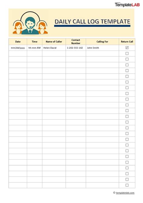 Call Log Template Excel Images